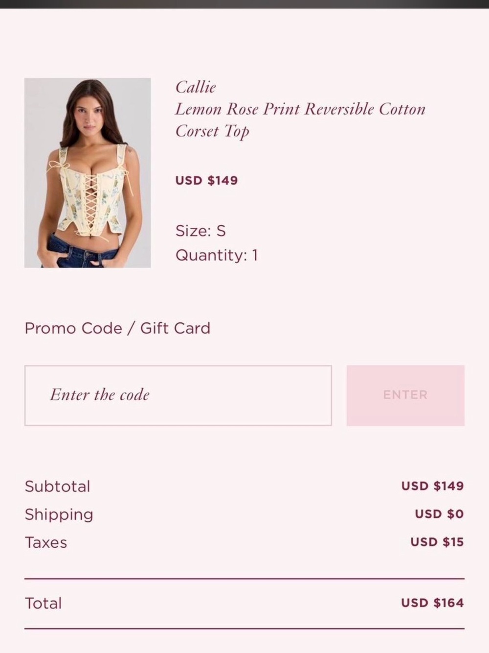House of cb Callie corset lemon rose print REVERSIBLE to butter yellow - Picture 7 of 7